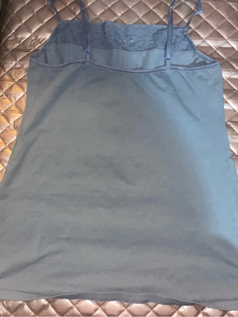 Lace-Trim Camisole Tank Top - Navy - Picture 2 of 3